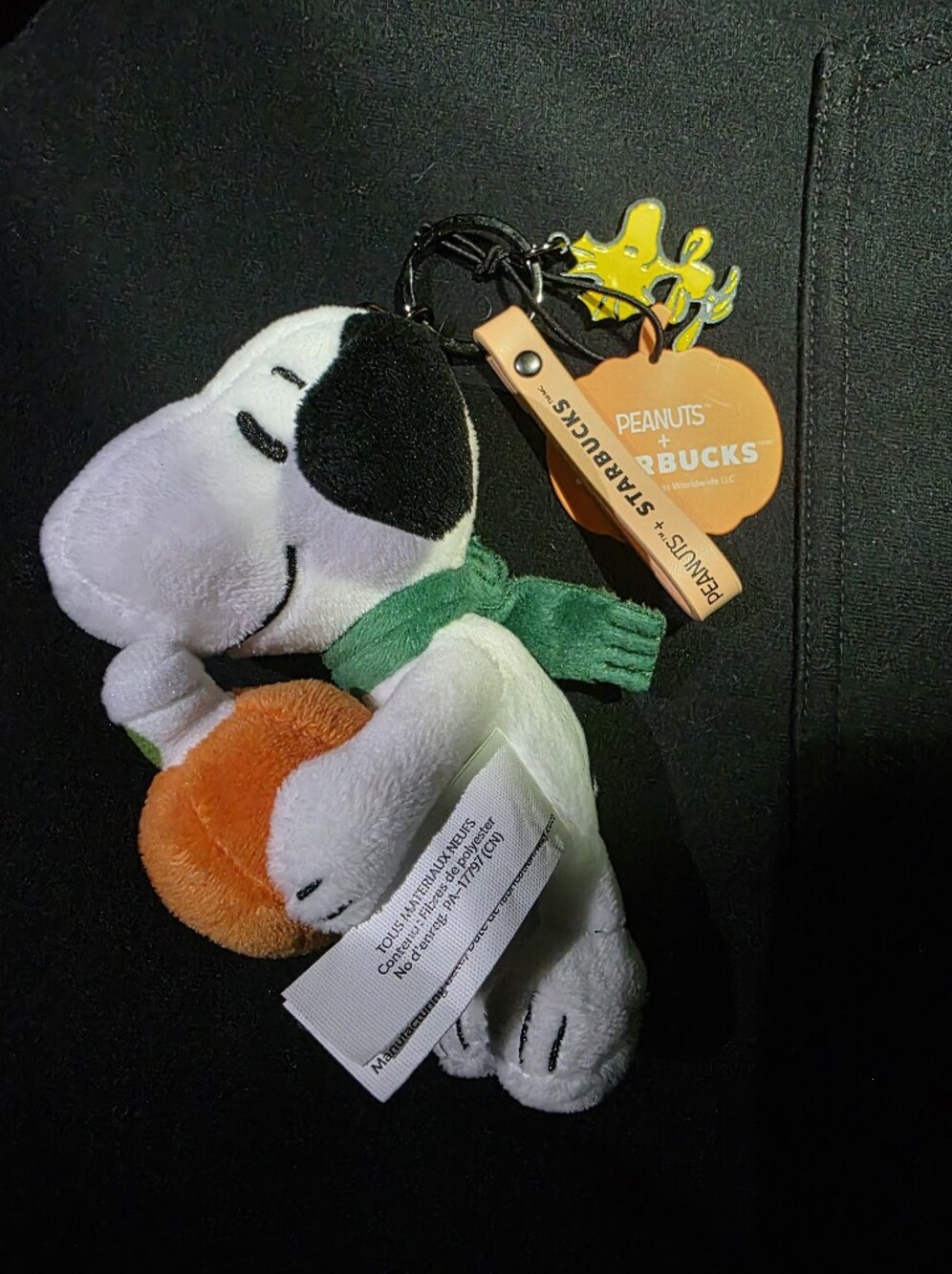 Starbucks Snoopy Plush Keychain - White, Black, Green, Orange